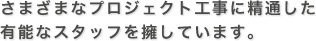 さまざまなプロジェクト工事に精通した有能なスタッフを擁しています。